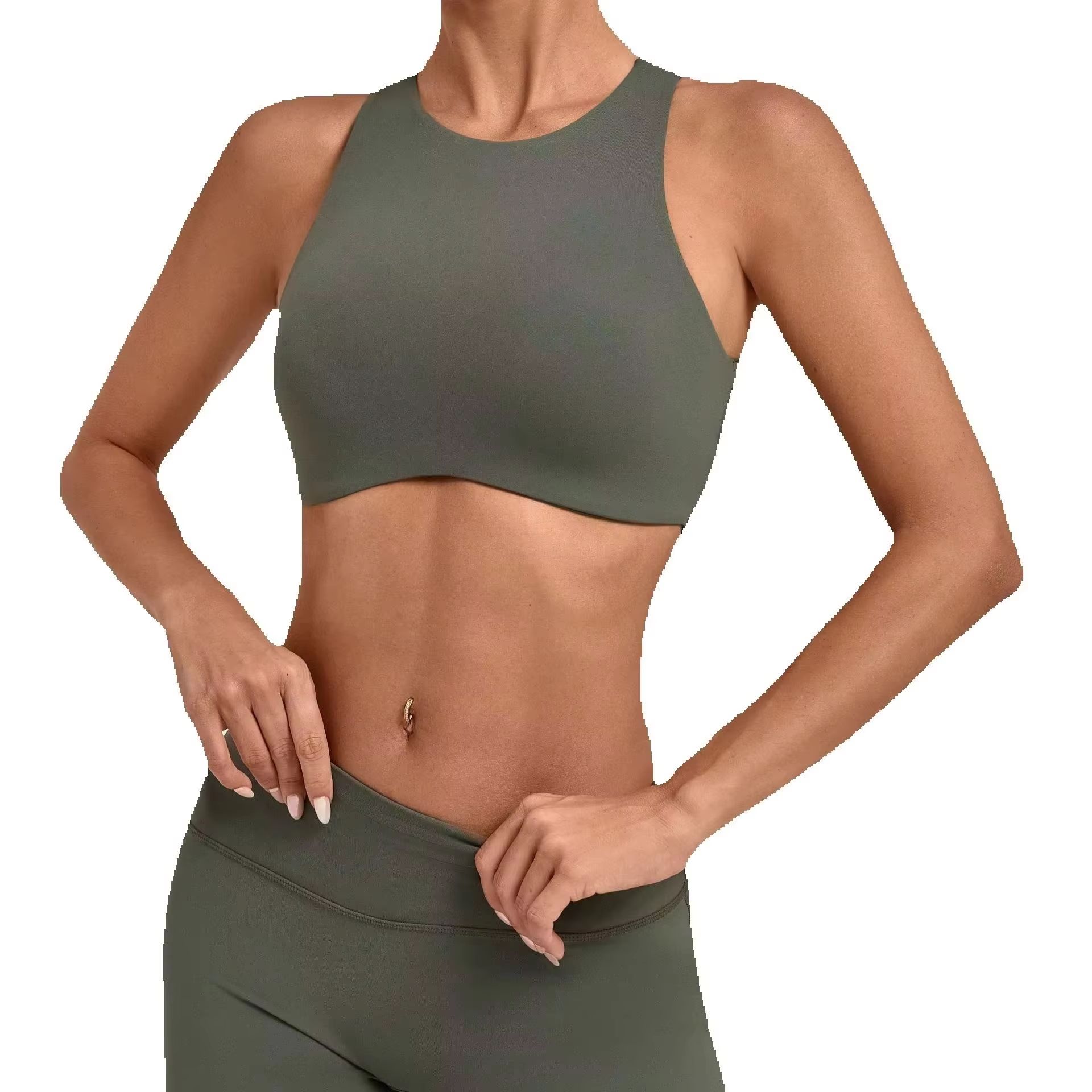 Sports Equipment Logo - Top esportivo feminino de gola alta,